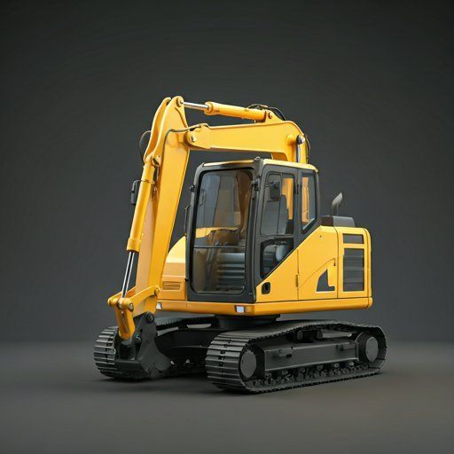 Excavadora amarilla moderna en entorno industrial minimalista
